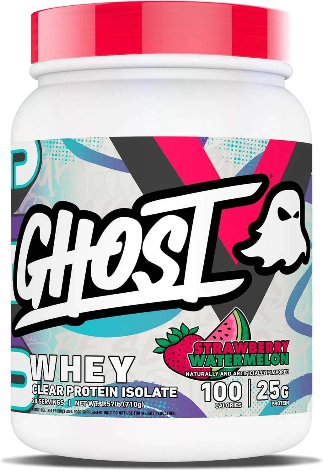 پودر پروتئین وی شفاف GHOST - طعم توت فرنگی هندوانه، 1.57 پوند