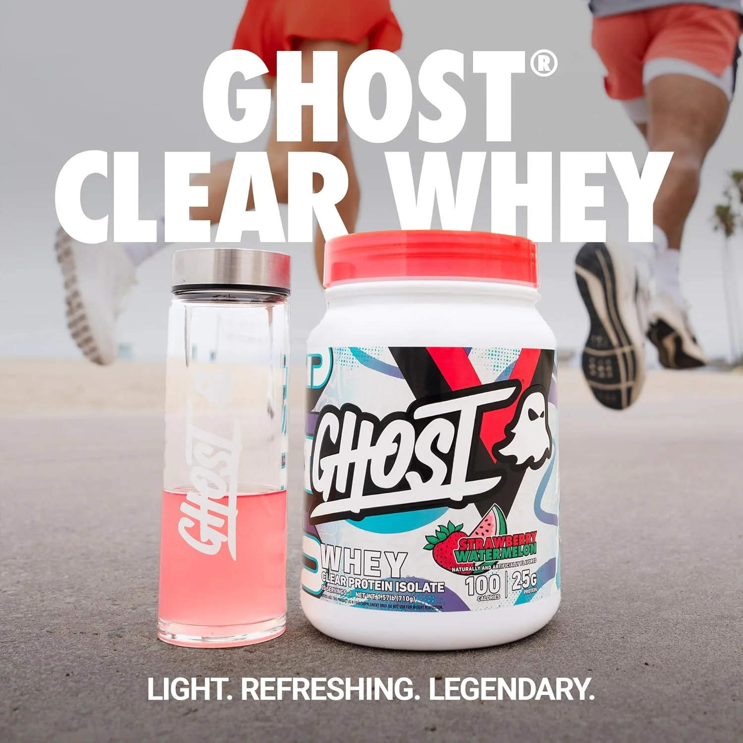 پودر پروتئین وی شفاف GHOST - طعم توت فرنگی هندوانه، 1.57 پوند پودر پروتئین وی شفاف GHOST - طعم توت فرنگی هندوانه، 1.57 پوند