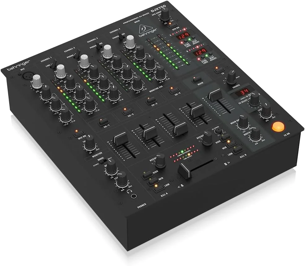 میکسر حرفه ای 5 کاناله DJ بهرینگر مدل Pro Mixer DJX750 با افکت های دیجیتال پیشرفته