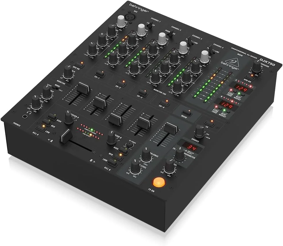 میکسر حرفه ای 5 کاناله DJ بهرینگر مدل Pro Mixer DJX750 با افکت های دیجیتال پیشرفته