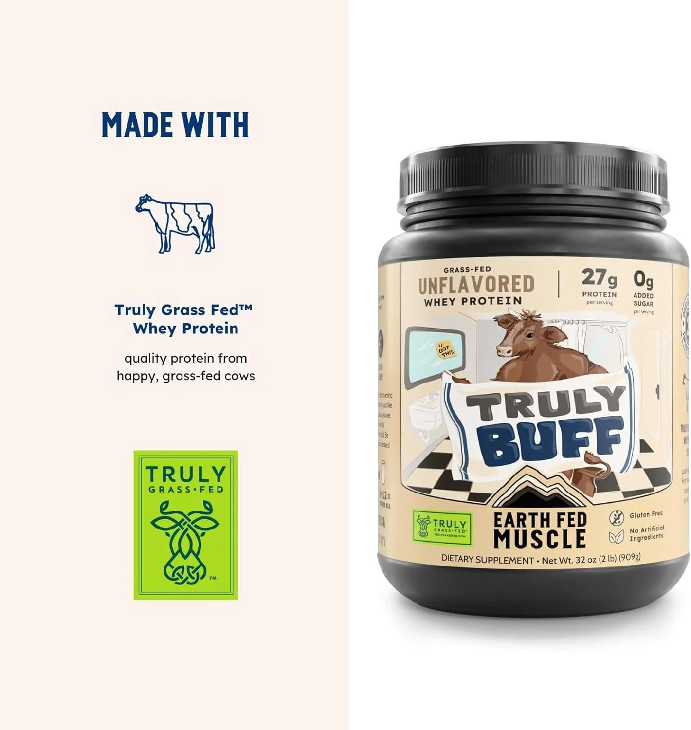 پودر پروتئین وی Truly Buff Earth Fed Muscle، پروتئین وی غیر GMO بدون طعم، پروتئین ایزوله وی بدون هورمون، سویا و گلوتن، 30 سروینگ در 2 پوند (32 اونس در هر سروینگ) پودر پروتئین وی Truly Buff Earth Fed Muscle، پروتئین وی غیر GMO بدون طعم، پروتئین ایزوله وی بدون هورمون، سویا و گلوتن، 30 سروینگ در 2 پوند (32 اونس در هر سروینگ)