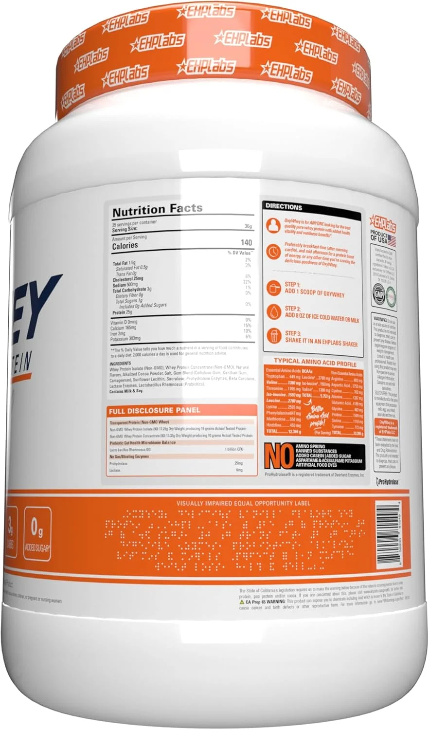 پودر پروتئین وی ایزوله OxyWhey ای اچ پی لبز - 25 گرم پودر پروتئین وی ایزوله، شیک جایگزین وعده غذایی، پودر پروتئین بدون شکر - 25 سروینگ (پفک کره بادام زمینی)