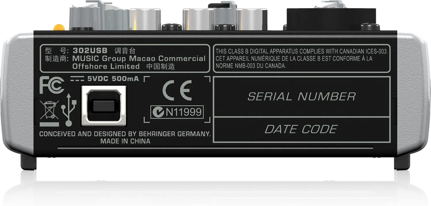 میکسر 5 کانال Behringer 302USB 3 Xenyx، مشکی میکسر 5 کانال Behringer 302USB 3 Xenyx، مشکی