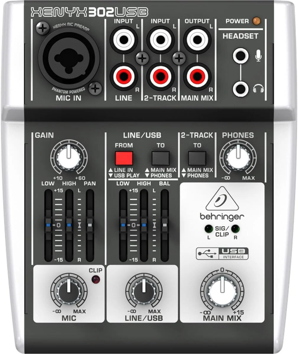 میکسر Behringer Xenyx 302 USB برای اجراهای زنده، کارائوکه، استودیو و غیره