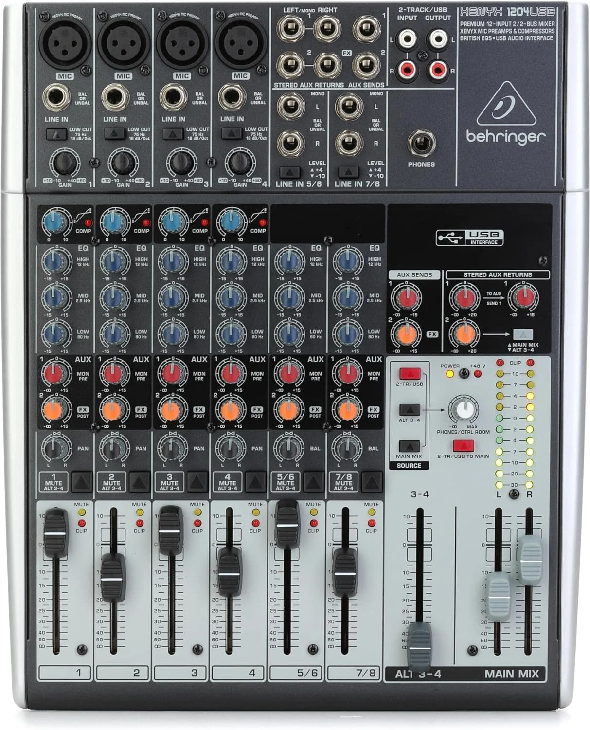میکسر 12 کاناله Behringer Xenyx 1204USB پریمیوم - مشکی، سایز واحد