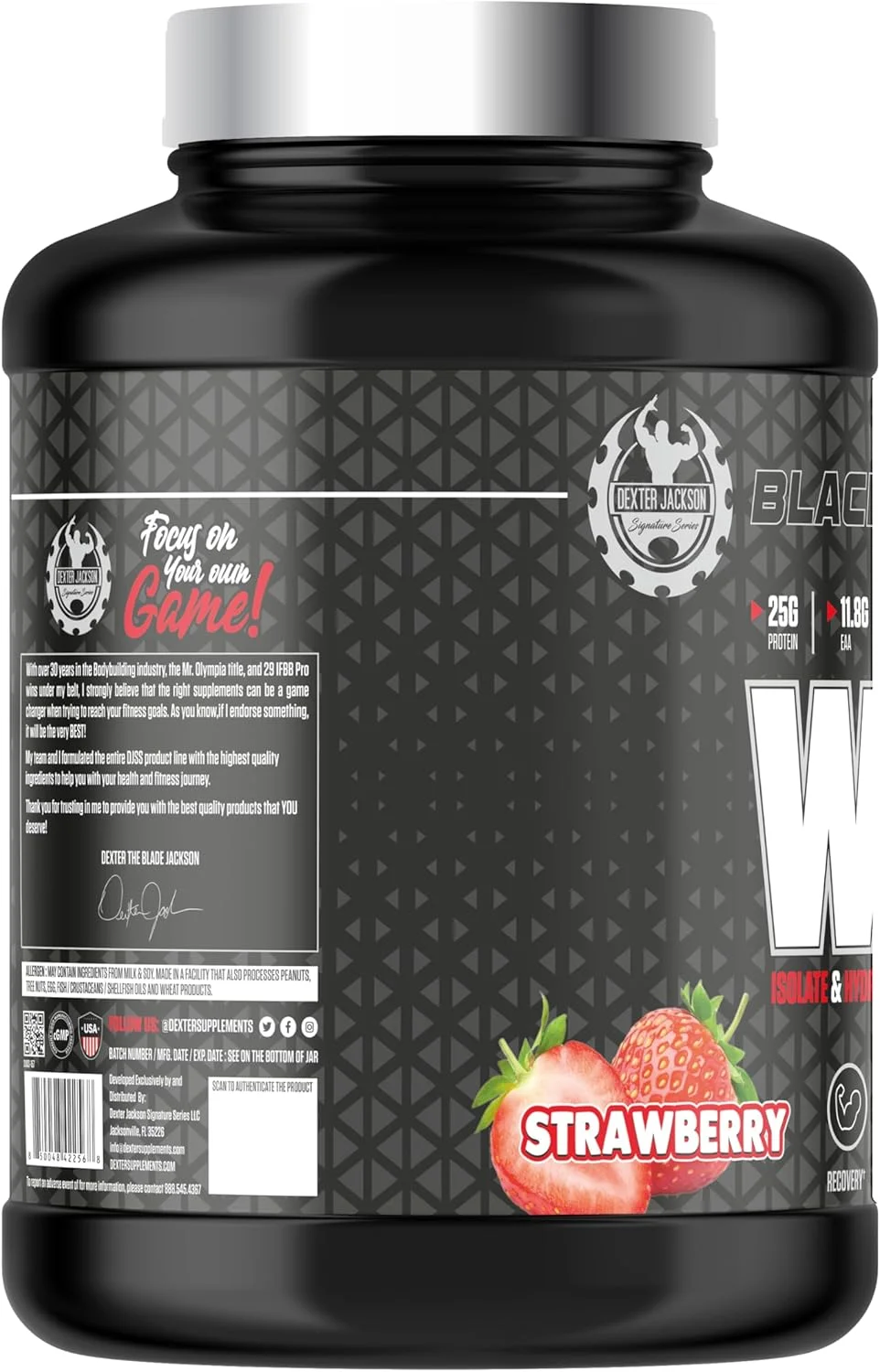 پروتئین وی سری امضای مشکی دکستر جکسون | 2268 گرم (5 پوند، توت فرنگی)