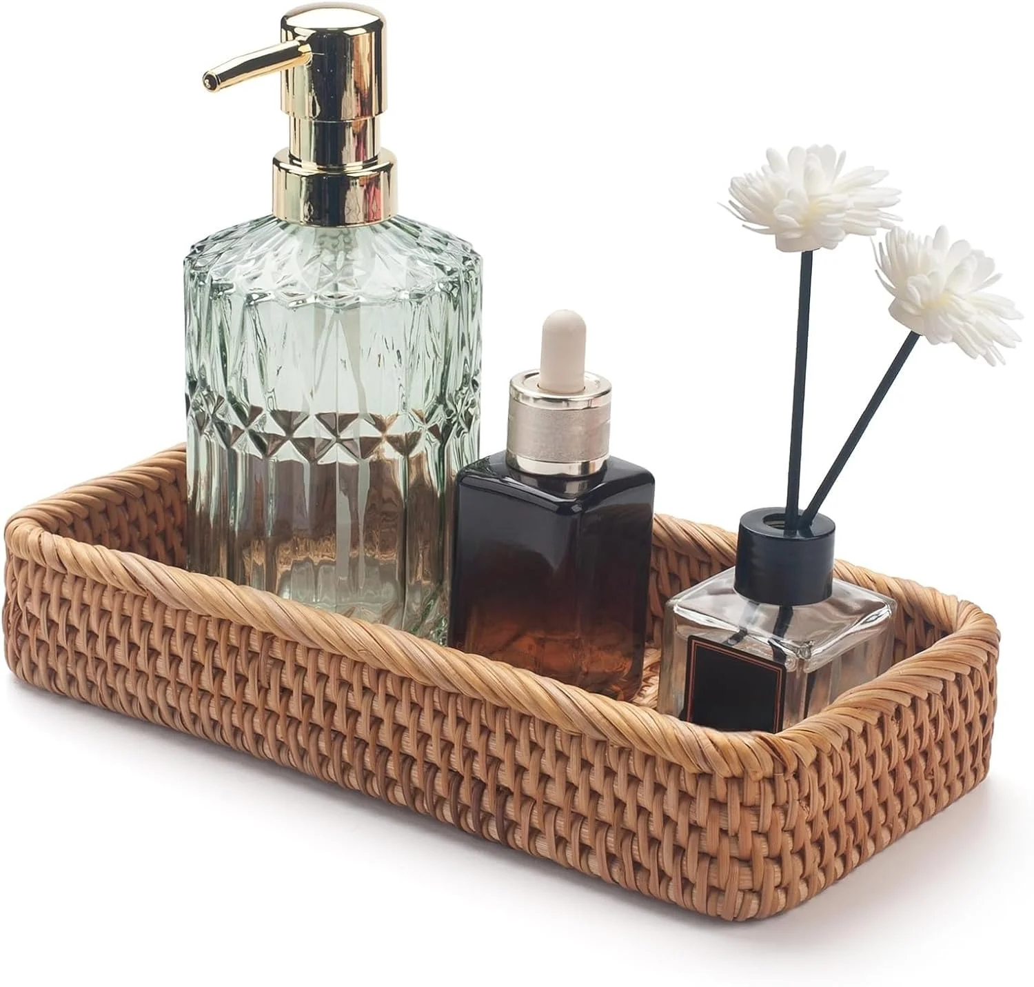 سینی حصیری روشویی THE WHITE SHOP، سبدهای مخزن توالت، سبد باریک و بلند برای نگهداری حوله دستی، مناسب برای نگهداری و تزئین (A)