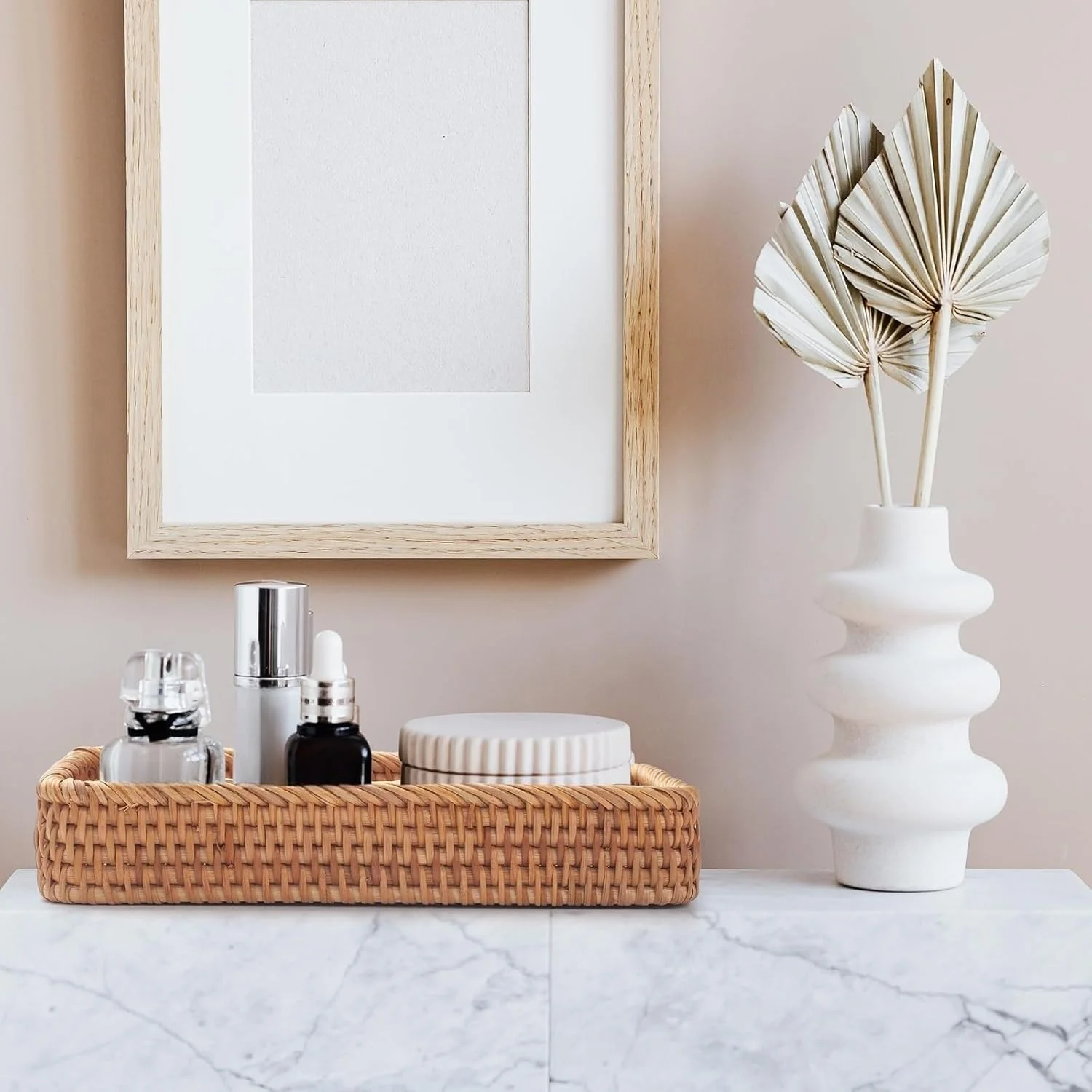 سینی حصیری روشویی THE WHITE SHOP، سبدهای مخزن توالت، سبد باریک و بلند برای نگهداری حوله دستی، مناسب برای نگهداری و تزئین (A)