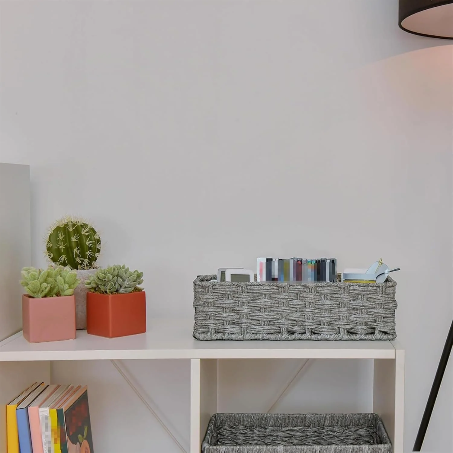 THE WHITE SHOP ست 2 عددی نظم دهنده توالت حمام، سبد ذخیره سازی پشت توالت، سبد ذخیره سازی ضد آب برای مخزن توالت، سبد نظم دهنده حمام 3 قسمتی، خاکستری