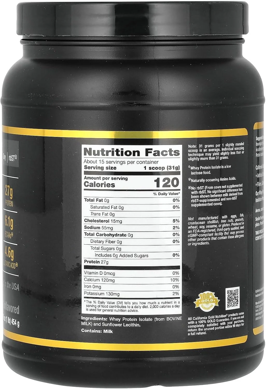 California Gold Nutrition, Sport، پروتئین وی ایزوله، بدون طعم، 454 گرم (1 پوند) California Gold Nutrition, Sport، پروتئین وی ایزوله، بدون طعم، 454 گرم (1 پوند)