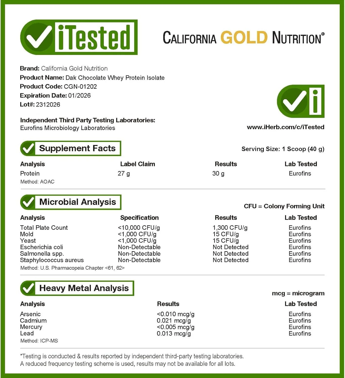 California Gold Nutrition, Sport, پروتئین وی ایزوله، شکلات تلخ، 2 پوند (907 گرم) California Gold Nutrition, Sport, پروتئین وی ایزوله، شکلات تلخ، 2 پوند (907 گرم)