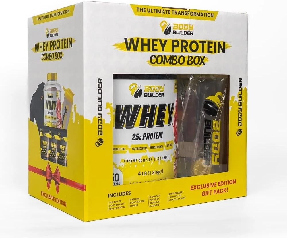 پروتئین وی ممتاز نسل جدید بادی بیلدینگ، طعم توت فرنگی ترد، 25 گرم پروتئین، میوه واقعی، کم شکر، جعبه 4 پوندی، شامل (شیکر ممتاز بادی بیلدینگ) (3 نمونه بسته) (تی شرت) پروتئین وی ممتاز نسل جدید بادی بیلدینگ، طعم توت فرنگی ترد، 25 گرم پروتئین، میوه واقعی، کم شکر، جعبه 4 پوندی، شامل (شیکر ممتاز بادی بیلدینگ) (3 نمونه بسته) (تی شرت)