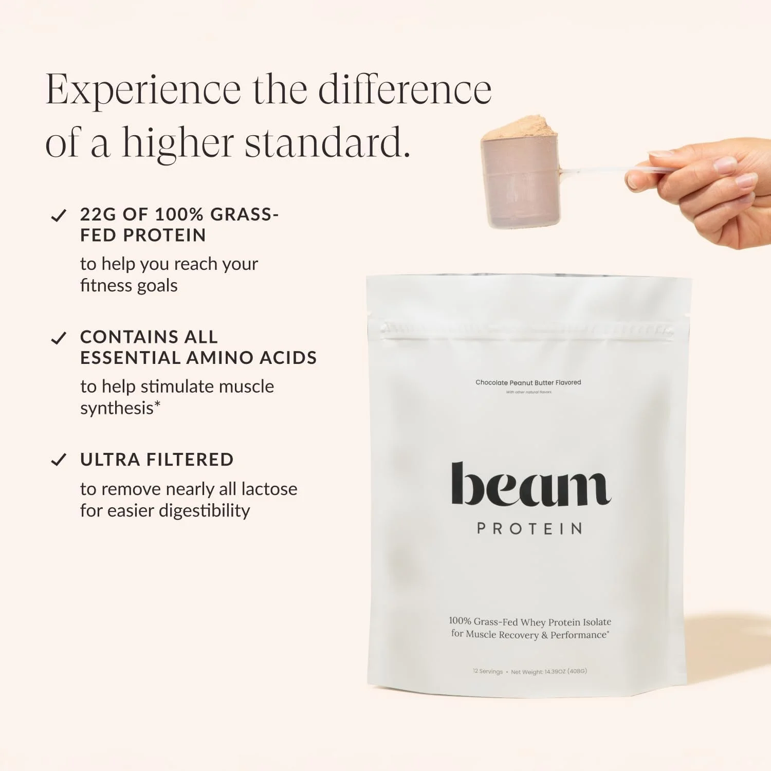 پودر پروتئین وی آب پنیر تغذیه شده با علف Beam - طعم کره بادام زمینی شکلاتی، 12 سروینگ، 22 گرم پروتئین در هر سروینگ، ایزوله و کنسانتره وی تمیز، کم کربوهیدرات، سازگار با رژیم پالئو، بدون GMO، بدون گلوتن، تست شده توسط شخص ثالث پودر پروتئین وی آب پنیر تغذیه شده با علف Beam - طعم کره بادام زمینی شکلاتی، 12 سروینگ، 22 گرم پروتئین در هر سروینگ، ایزوله و کنسانتره وی تمیز، کم کربوهیدرات، سازگار با رژیم پالئو، بدون GMO، بدون گلوتن، تست شده توسط شخص ثالث