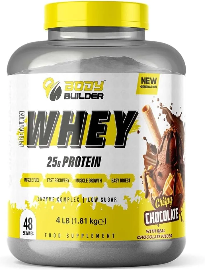 پروتئین وی پریمیوم نسل جدید بادی بیلدینگ، طعم شکلات کریسپی، 25 گرم پروتئین، کم شکر، جعبه 4 پوندی، شامل (شیکر پریمیوم بادی بیلدینگ) (3 نمونه بسته) (تی شرت) پروتئین وی پریمیوم نسل جدید بادی بیلدینگ، طعم شکلات کریسپی، 25 گرم پروتئین، کم شکر، جعبه 4 پوندی، شامل (شیکر پریمیوم بادی بیلدینگ) (3 نمونه بسته) (تی شرت)