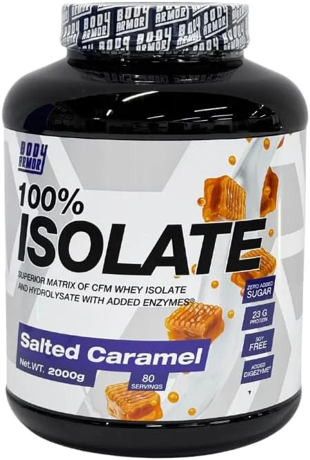پودر پروتئین وی ایزوله 100% Body Armor، کارامل نمکی - 23 گرم پروتئین برای حمایت از عضلات، 2 کیلوگرم پودر پروتئین وی ایزوله 100% Body Armor، کارامل نمکی - 23 گرم پروتئین برای حمایت از عضلات، 2 کیلوگرم