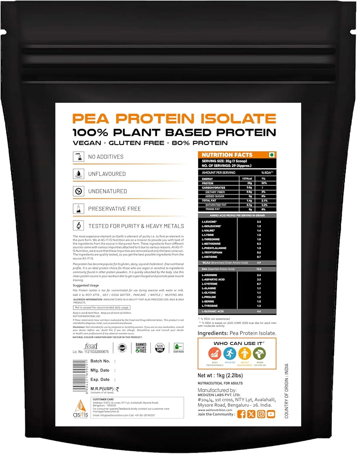 پروتئین نخود فرنگی ایزوله 100% آسیتس نوتریشن، 28 گرم پروتئین، پروتئین گیاهی وگان خالص، تقویت کننده عضله سازی با هضم آسان، جایگزین پروتئین وی، طراحی شده به عنوان مکمل غذایی - بدون طعم پروتئین نخود فرنگی ایزوله 100% آسیتس نوتریشن، 28 گرم پروتئین، پروتئین گیاهی وگان خالص، تقویت کننده عضله سازی با هضم آسان، جایگزین پروتئین وی، طراحی شده به عنوان مکمل غذایی - بدون طعم
