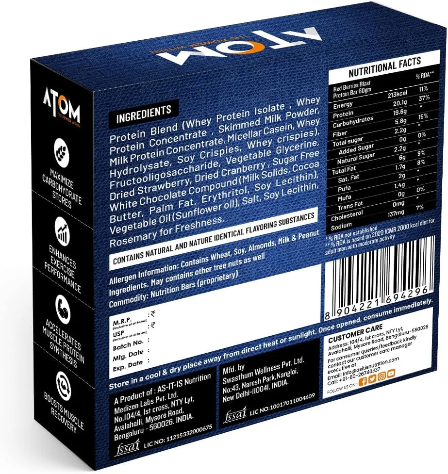 بارهای پروتئینی اتم آسیتس نوتریشن، 20 گرم پروتئین، بدون چربی ترانس، بدون شکر افزوده، حاوی پروتئین وی کنسانتره، ایزوله و هیدرولیزه به عنوان منبع پروتئین، بسته 6 عددی (60 گرمی × 6)، انفجار توت های قرمز بارهای پروتئینی اتم آسیتس نوتریشن، 20 گرم پروتئین، بدون چربی ترانس، بدون شکر افزوده، حاوی پروتئین وی کنسانتره، ایزوله و هیدرولیزه به عنوان منبع پروتئین، بسته 6 عددی (60 گرمی × 6)، انفجار توت های قرمز