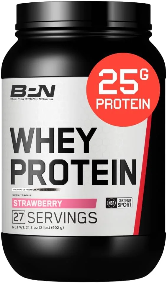 پودر پروتئین وی BARE PERFORMANCE NUTRITION، پروتئین وی کنسانتره، کازئین میسلار بومی، قابلیت ترکیب شگفت انگیز، توت فرنگی