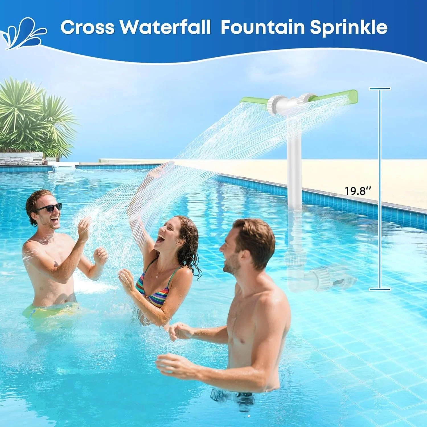 فواره استخری نورانی THE WHITE SHOP - فواره های آب دوگانه برای استخرهای روکار/توکار، آبشار شنای قابل تنظیم 2 در 1، خنک کننده فواره آبپاش استخر فضای باز