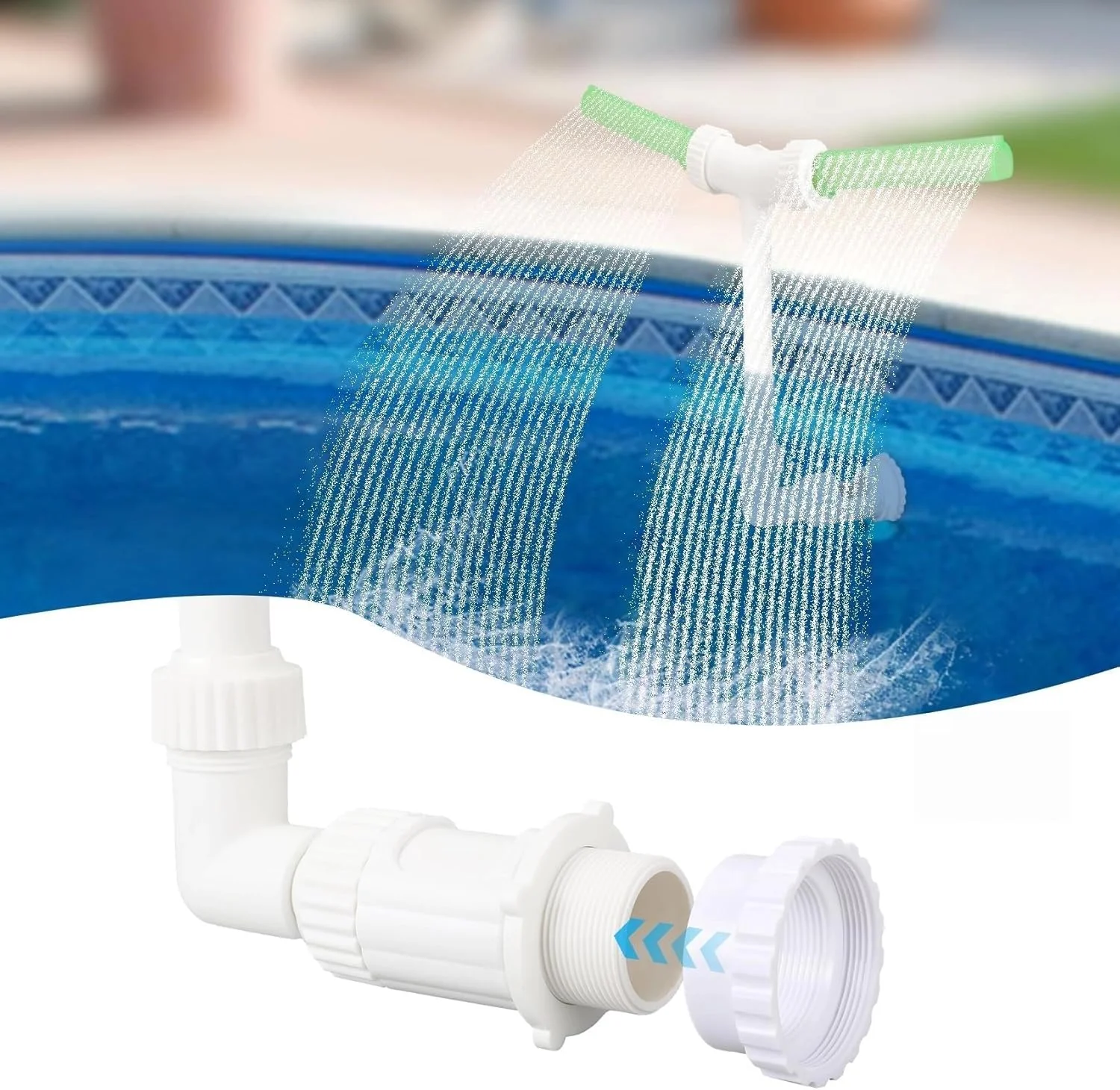 فواره استخری نورانی THE WHITE SHOP - فواره های آب دوگانه برای استخرهای روکار/توکار، آبشار شنای قابل تنظیم 2 در 1، خنک کننده فواره آبپاش استخر فضای باز