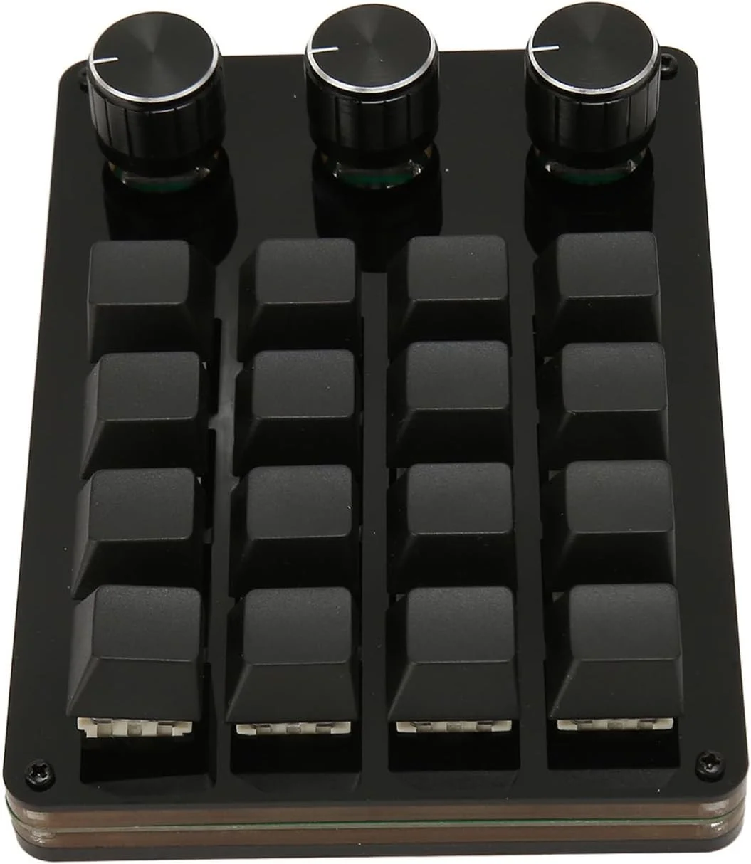 کیبورد مکانیکی ماکرو یک دستی، مینی کیپد 16 کلیدی قابل برنامه ریزی با 3 دکمه، سوئیچ آبی، قابلیت تعویض سریع، کیبورد گیمینگ USB برای گیمرهای PC