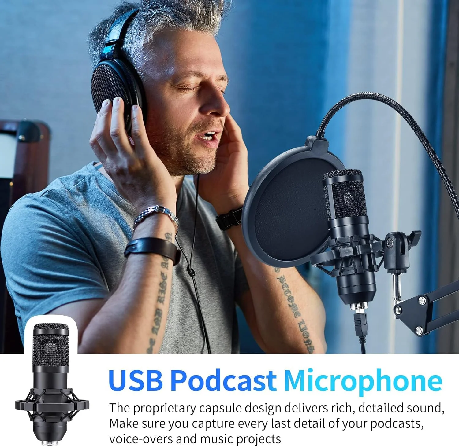 میکروفون گیمینگ USB، میکروفون پادکست استریمینگ PC، کیت میکروفون کندانسور الکتریکی حرفه ای 192khz/24bit با چیپست صدا و مجموعه بازوی بوم قابل تنظیم برای استریمینگ، پادکست، استودیو و آواز میکروفون گیمینگ USB، میکروفون پادکست استریمینگ PC، کیت میکروفون کندانسور الکتریکی حرفه ای 192khz/24bit با چیپست صدا و مجموعه بازوی بوم قابل تنظیم برای استریمینگ، پادکست، استودیو و آواز