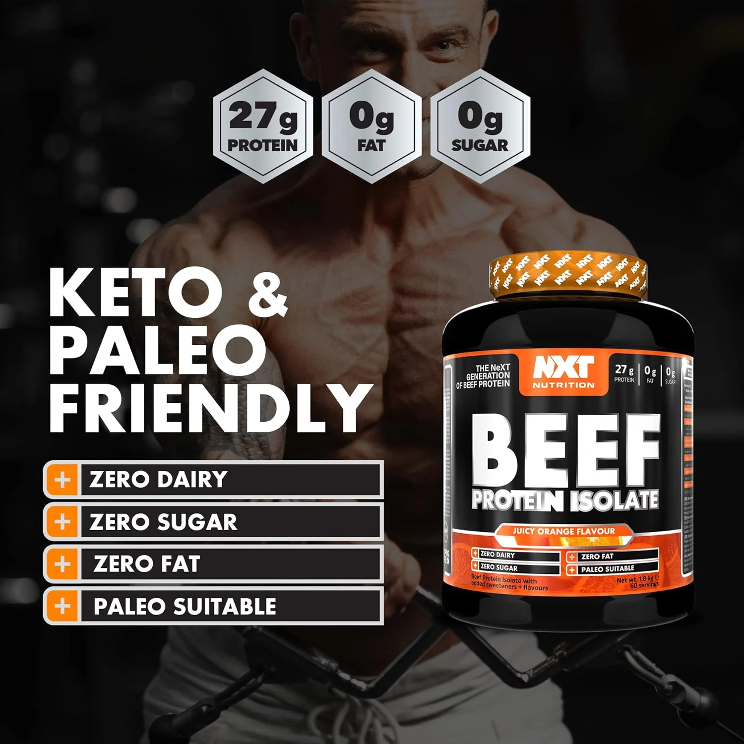 پودر پروتئین ایزوله گوشت گاو NXT Nutrition - پودر پروتئین سرشار از اسیدهای آمینه طبیعی - مناسب برای رژیم پالئو و کتو - بدون لبنیات و گلوتن - ریکاوری عضلات | 1.8 کیلوگرم | پرتقال پودر پروتئین ایزوله گوشت گاو NXT Nutrition - پودر پروتئین سرشار از اسیدهای آمینه طبیعی - مناسب برای رژیم پالئو و کتو - بدون لبنیات و گلوتن - ریکاوری عضلات | 1.8 کیلوگرم | پرتقال