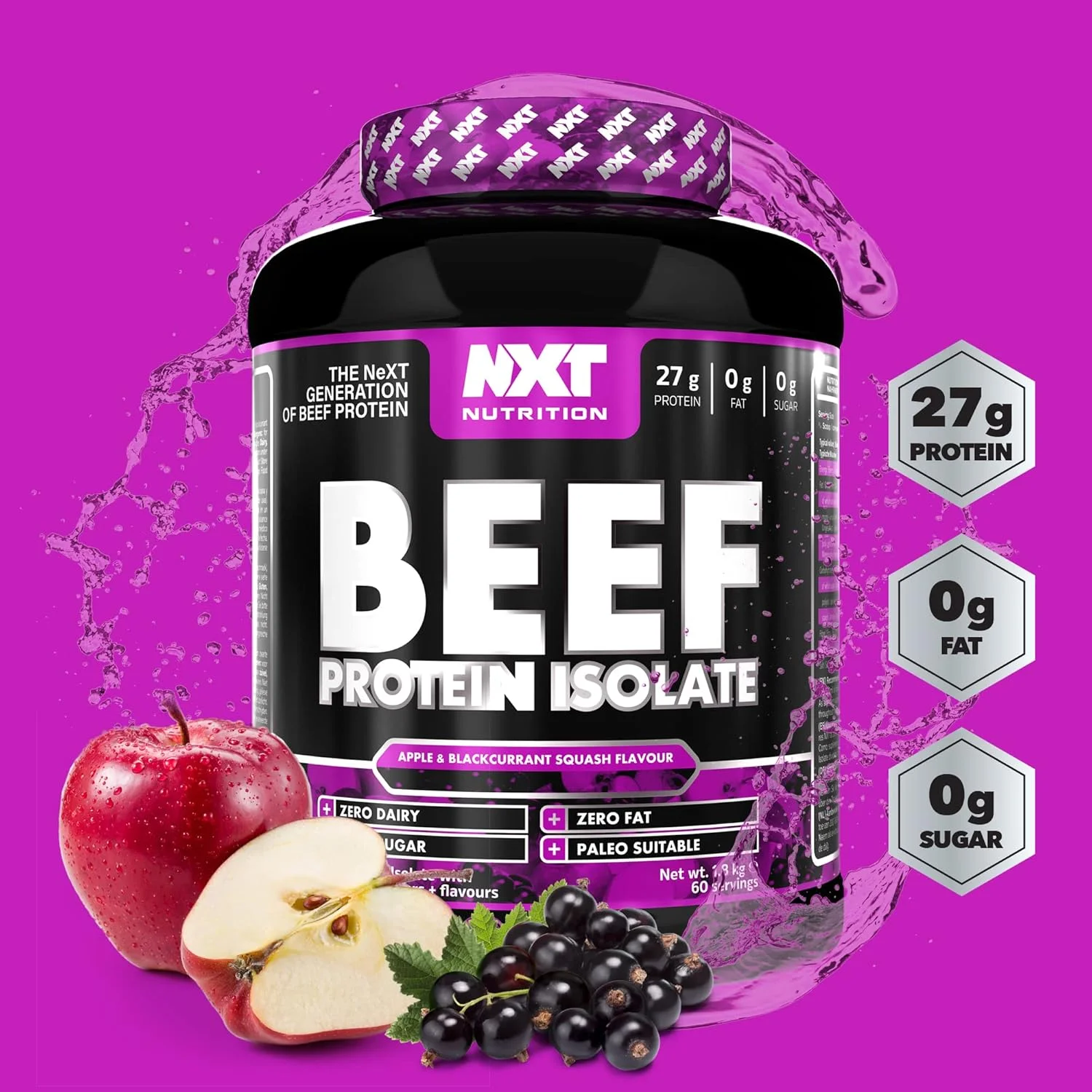 پروتئین ایزوله گوشت گاو NXT Nutrition، پروتئین بالای گوشت گاو در آمینو اسیدهای طبیعی - مناسب برای رژیم پالئو و کتو - بدون لبنیات، لاکتوز و گلوتن | 1.8 کیلوگرم (سیب و مویز سیاه) پروتئین ایزوله گوشت گاو NXT Nutrition، پروتئین بالای گوشت گاو در آمینو اسیدهای طبیعی - مناسب برای رژیم پالئو و کتو - بدون لبنیات، لاکتوز و گلوتن | 1.8 کیلوگرم (سیب و مویز سیاه)