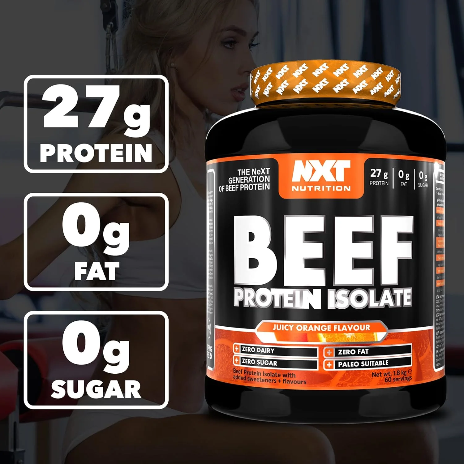 پودر پروتئین ایزوله گوشت گاو NXT Nutrition - پودر پروتئین سرشار از اسیدهای آمینه طبیعی - مناسب برای رژیم پالئو و کتو - بدون لبنیات و گلوتن - ریکاوری عضلات | 1.8 کیلوگرم | پرتقال پودر پروتئین ایزوله گوشت گاو NXT Nutrition - پودر پروتئین سرشار از اسیدهای آمینه طبیعی - مناسب برای رژیم پالئو و کتو - بدون لبنیات و گلوتن - ریکاوری عضلات | 1.8 کیلوگرم | پرتقال