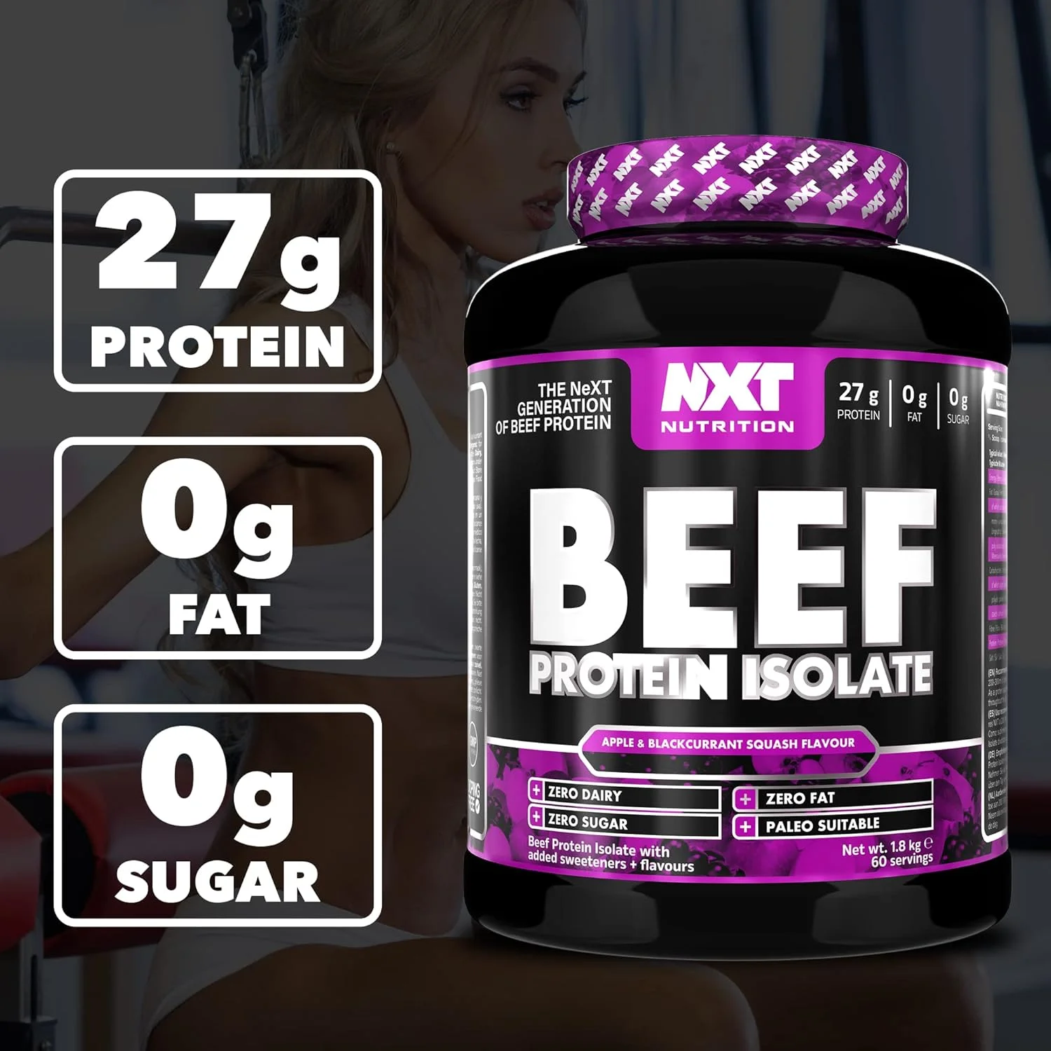 پروتئین ایزوله گوشت گاو NXT Nutrition، پروتئین بالای گوشت گاو در آمینو اسیدهای طبیعی - مناسب برای رژیم پالئو و کتو - بدون لبنیات، لاکتوز و گلوتن | 1.8 کیلوگرم (سیب و مویز سیاه) پروتئین ایزوله گوشت گاو NXT Nutrition، پروتئین بالای گوشت گاو در آمینو اسیدهای طبیعی - مناسب برای رژیم پالئو و کتو - بدون لبنیات، لاکتوز و گلوتن | 1.8 کیلوگرم (سیب و مویز سیاه)