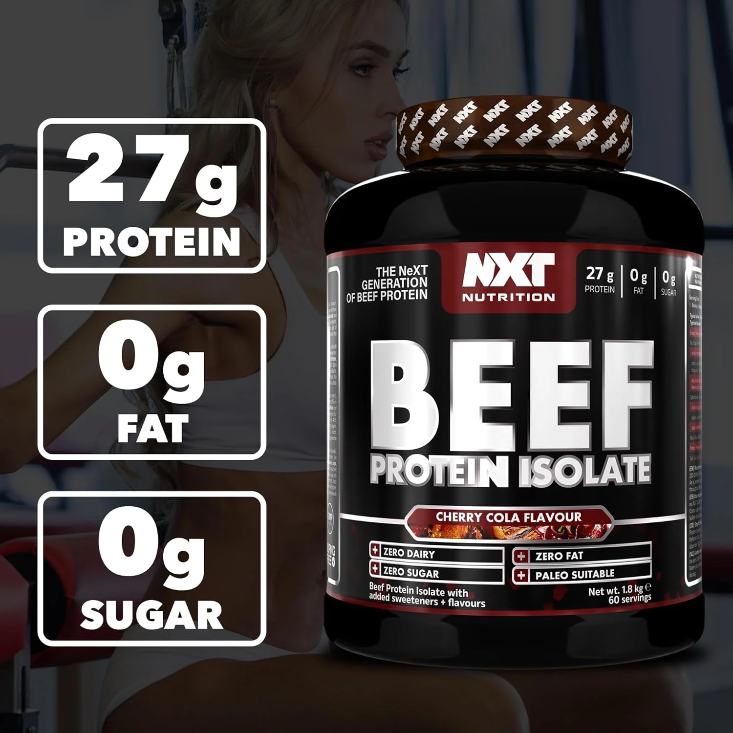 پروتئین ایزوله گوشت گاو NXT Nutrition، پروتئین بالای گوشت گاو در آمینو اسیدهای طبیعی - مناسب برای رژیم پالئو و کتو - فاقد لبنیات، لاکتوز و گلوتن | 1.8 کیلوگرم (Cherry Cola) پروتئین ایزوله گوشت گاو NXT Nutrition، پروتئین بالای گوشت گاو در آمینو اسیدهای طبیعی - مناسب برای رژیم پالئو و کتو - فاقد لبنیات، لاکتوز و گلوتن | 1.8 کیلوگرم (Cherry Cola)
