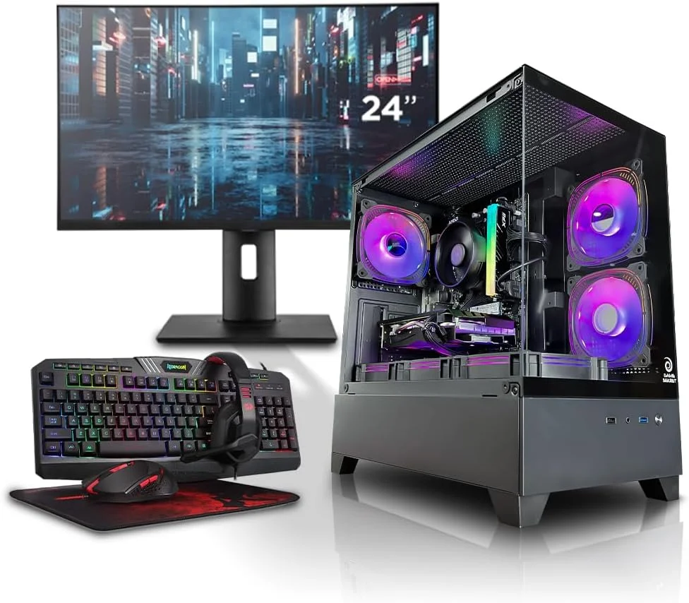 باندل کامپیوتر گیمینگ GAME SEKRET - پردازنده Intel Core i5-13400F | کارت گرافیک RX 580 8GB | رم 16GB DDR4 | حافظه SSD NVMe 1TB | خنک کننده بادی | مادربرد H610 | پاور 500W | مانیتور 24 اینچ، کیبورد، ماوس و هدفون | WiFi/BT/Win11 Pro