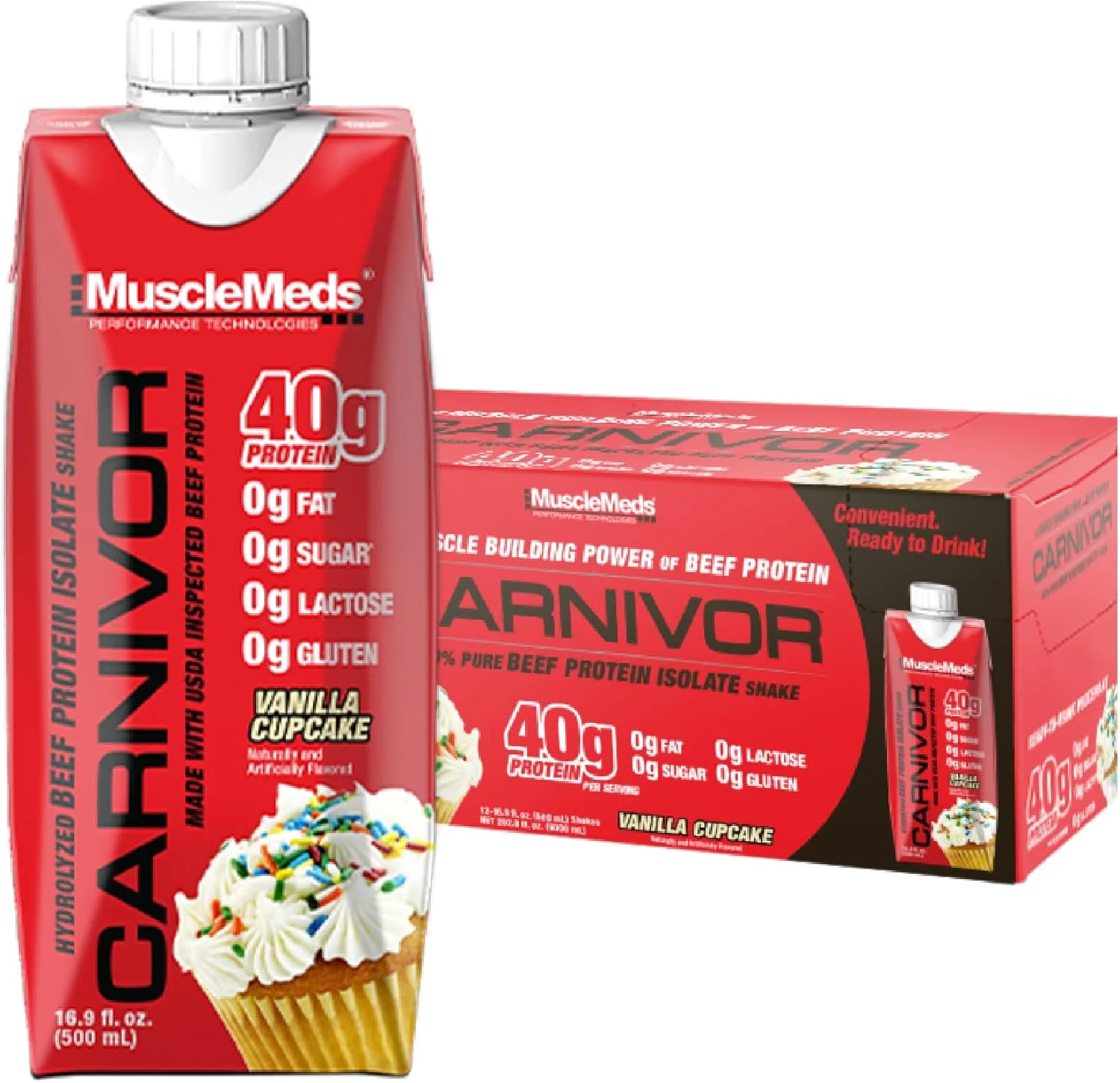نوشیدنی پروتئینی آماده مصرف MuscleMeds Carnivor RTD، بدون لاکتوز، بدون شکر، 40 گرم پروتئین ایزوله، عضله ساز، ریکاوری، 500 میلی لیتر (بسته 12 عددی) (وانیلی کیک) حلال نوشیدنی پروتئینی آماده مصرف MuscleMeds Carnivor RTD، بدون لاکتوز، بدون شکر، 40 گرم پروتئین ایزوله، عضله ساز، ریکاوری، 500 میلی لیتر (بسته 12 عددی) (وانیلی کیک) حلال