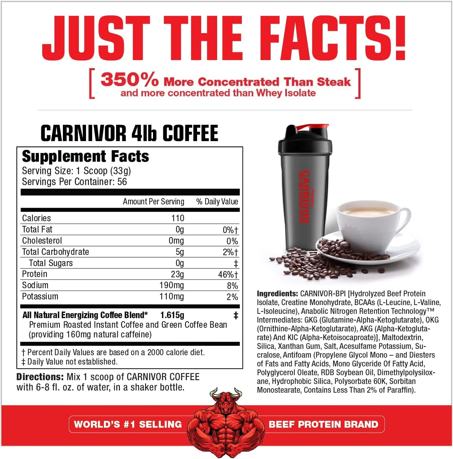 قهوه پروتئینی MuscleMeds Carnivor با پروتئین بالا، افزایش انرژی با کافئین طبیعی، 2 شات اسپرسو، بدون شکر، بدون لاکتوز، بدون چربی و گلوتن، برشته شده ممتاز، خوشمزه به صورت گرم یا سرد، 4 پوند قهوه پروتئینی MuscleMeds Carnivor با پروتئین بالا، افزایش انرژی با کافئین طبیعی، 2 شات اسپرسو، بدون شکر، بدون لاکتوز، بدون چربی و گلوتن، برشته شده ممتاز، خوشمزه به صورت گرم یا سرد، 4 پوند