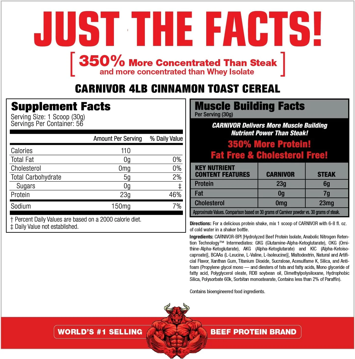 پروتئین ایزوله گوشت گاو MuscleMeds Carnivor، بدون لاکتوز، بدون شکر، بدون چربی، بدون کلسترول، طعم غلات تست دارچینی، 4 پوند، 56 سروینگ پروتئین ایزوله گوشت گاو MuscleMeds Carnivor، بدون لاکتوز، بدون شکر، بدون چربی، بدون کلسترول، طعم غلات تست دارچینی، 4 پوند، 56 سروینگ
