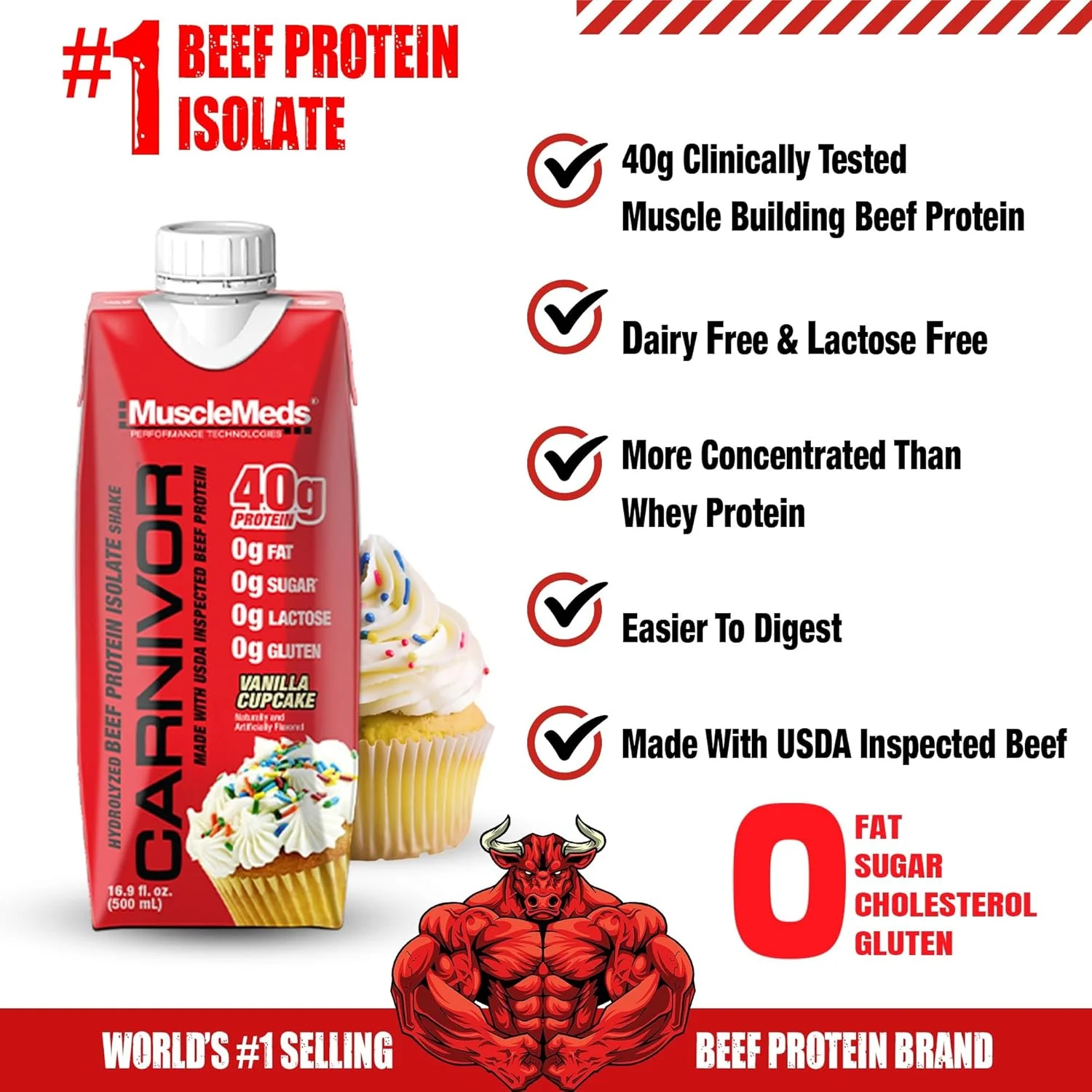 نوشیدنی پروتئینی آماده مصرف MuscleMeds Carnivor RTD، بدون لاکتوز، بدون شکر، 40 گرم پروتئین ایزوله، عضله ساز، ریکاوری، 500 میلی لیتر (بسته 12 عددی) (وانیلی کیک) حلال نوشیدنی پروتئینی آماده مصرف MuscleMeds Carnivor RTD، بدون لاکتوز، بدون شکر، 40 گرم پروتئین ایزوله، عضله ساز، ریکاوری، 500 میلی لیتر (بسته 12 عددی) (وانیلی کیک) حلال