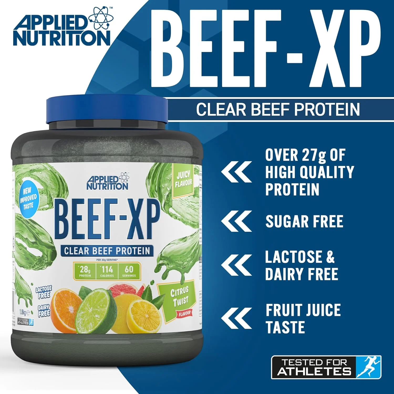 پروتئین ایزوله گوشت گاو هیدرولیز شده Applied Nutrition Beef XP - پودر پروتئین گوشت گاو بدون لبنیات، بدون لاکتوز، بدون شکر، کم چرب، 1.8 کیلوگرم - 60 سروینگ (پیچش مرکبات) پروتئین ایزوله گوشت گاو هیدرولیز شده Applied Nutrition Beef XP - پودر پروتئین گوشت گاو بدون لبنیات، بدون لاکتوز، بدون شکر، کم چرب، 1.8 کیلوگرم - 60 سروینگ (پیچش مرکبات)