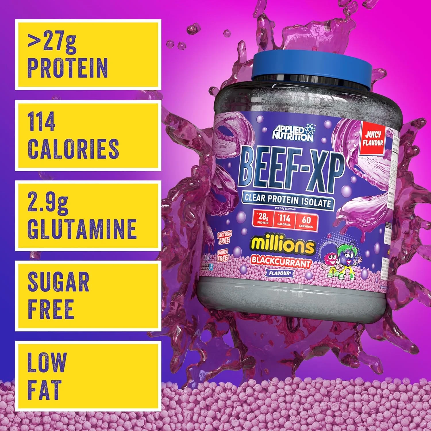 پروتئین ایزوله گوشت گاو اپلاید نوتریشن Beef XP - پروتئین شفاف، سبک آبمیوه، بدون لبنیات، بدون لاکتوز، بدون شکر، کم چرب (1.8 کیلوگرم، بلک کارنت میلیونر) پروتئین ایزوله گوشت گاو اپلاید نوتریشن Beef XP - پروتئین شفاف، سبک آبمیوه، بدون لبنیات، بدون لاکتوز، بدون شکر، کم چرب (1.8 کیلوگرم، بلک کارنت میلیونر)