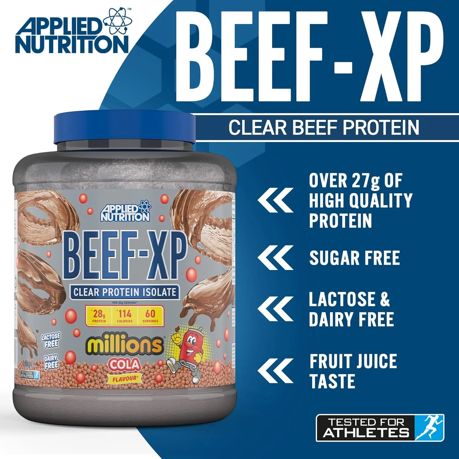 پروتئین ایزوله هیدرولیز شده گوشت گاو Applied Nutrition Beef XP - سبک آب میوه، بدون لبنیات، بدون لاکتوز، بدون شکر، کم چرب (1.8 کیلوگرم، کولا میلیونز) پروتئین ایزوله هیدرولیز شده گوشت گاو Applied Nutrition Beef XP - سبک آب میوه، بدون لبنیات، بدون لاکتوز، بدون شکر، کم چرب (1.8 کیلوگرم، کولا میلیونز)