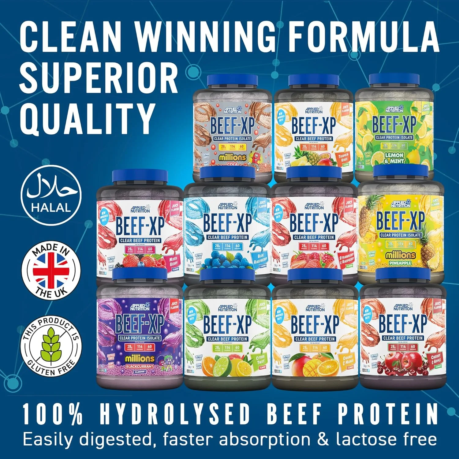 پروتئین ایزوله گوشت گاو شفاف BEEF-XP اپلاید نوتریشن 1.8 کیلوگرم (60 سروینگ) طعم لیمو و نعناع پروتئین ایزوله گوشت گاو شفاف BEEF-XP اپلاید نوتریشن 1.8 کیلوگرم (60 سروینگ) طعم لیمو و نعناع