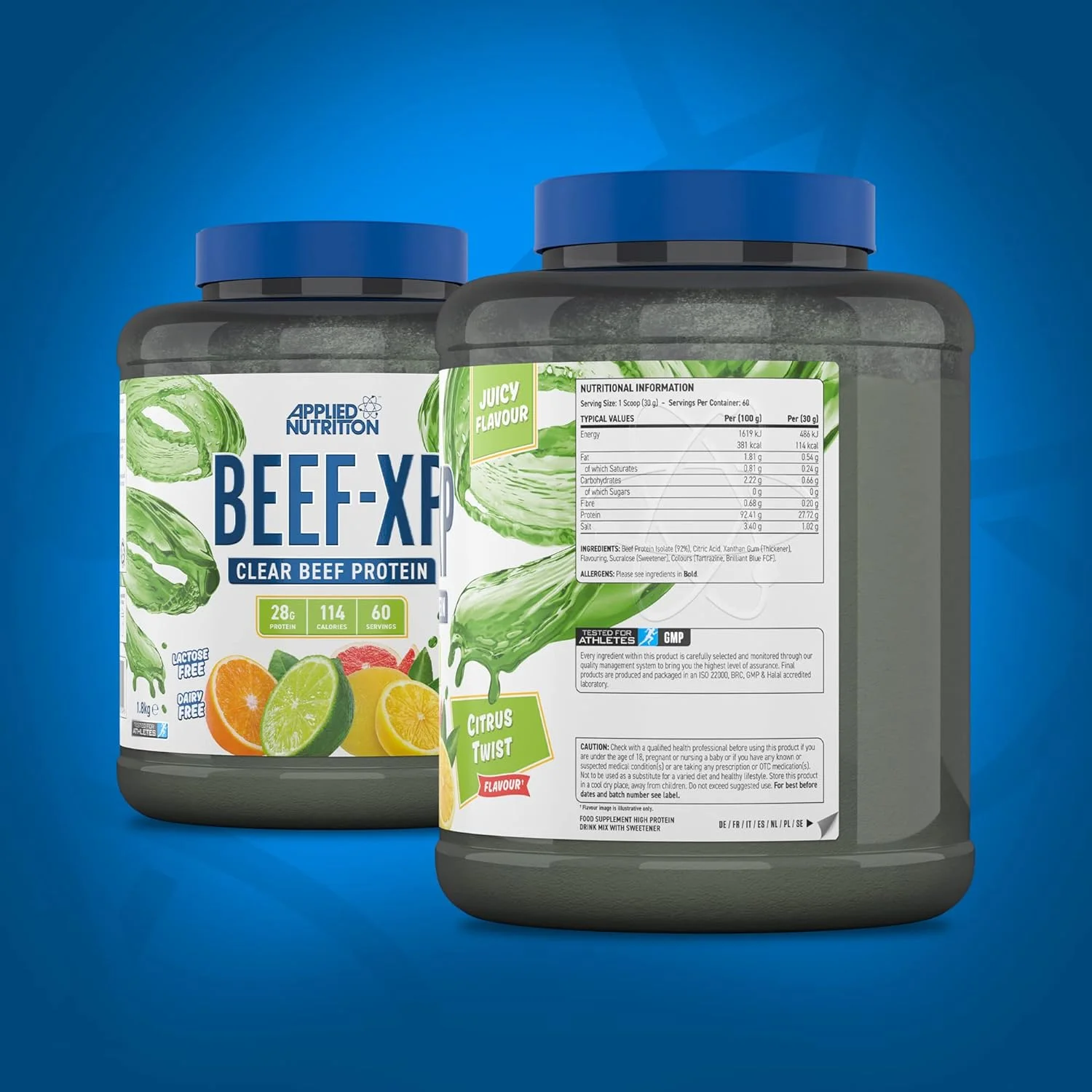 پروتئین ایزوله گوشت گاو هیدرولیز شده Applied Nutrition Beef XP - پودر پروتئین گوشت گاو بدون لبنیات، بدون لاکتوز، بدون شکر، کم چرب، 1.8 کیلوگرم - 60 سروینگ (پیچش مرکبات) پروتئین ایزوله گوشت گاو هیدرولیز شده Applied Nutrition Beef XP - پودر پروتئین گوشت گاو بدون لبنیات، بدون لاکتوز، بدون شکر، کم چرب، 1.8 کیلوگرم - 60 سروینگ (پیچش مرکبات)