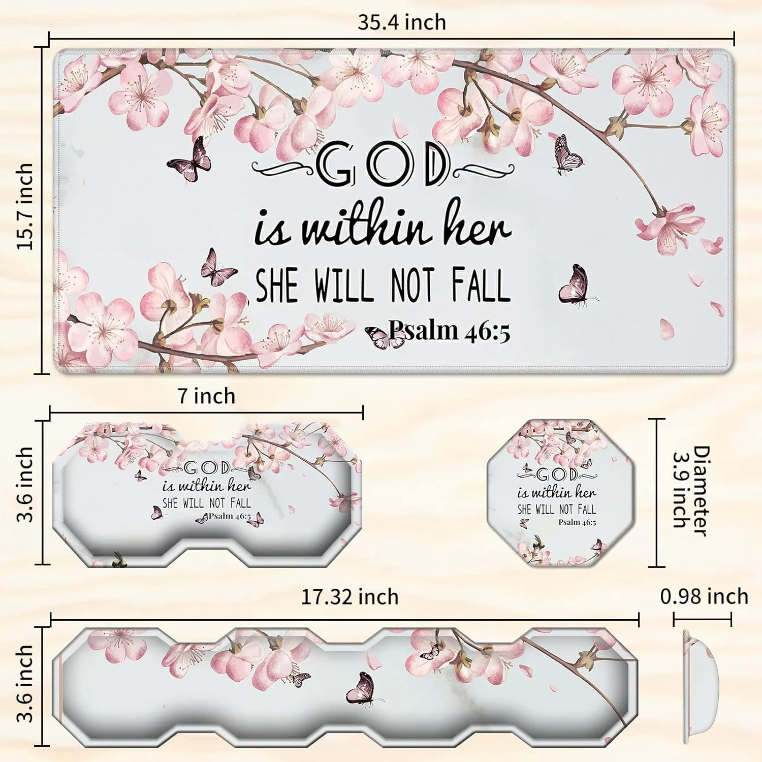پد ماوس گیمینگ CGFGHHUY با پشتیبانی مچ دست و زیرانداز میز (35.4" x 15.7") و استراحتگاه مچ دست کیبورد و زیر لیوانی ست 4 تکه با فوم حافظه دار ارگونومیک تایپ آسان تسکین درد - شکوفه گیلاس مزمور 46:5 پد ماوس گیمینگ CGFGHHUY با پشتیبانی مچ دست و زیرانداز میز (35.4" x 15.7") و استراحتگاه مچ دست کیبورد و زیر لیوانی ست 4 تکه با فوم حافظه دار ارگونومیک تایپ آسان تسکین درد - شکوفه گیلاس مزمور 46:5