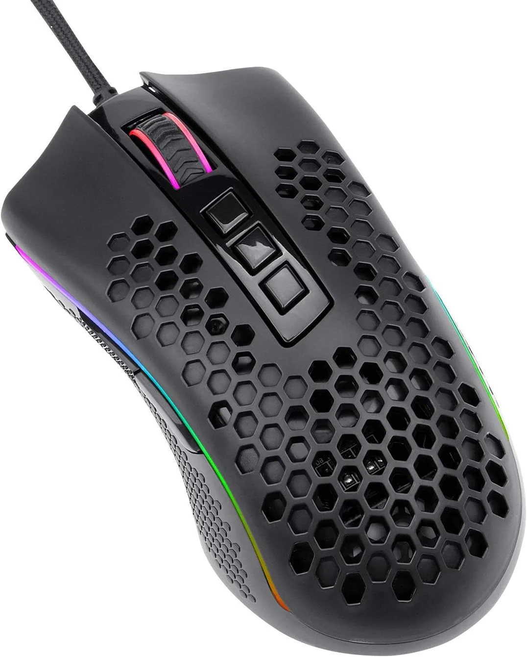 موس گیمینگ سبک وزن RGB Redragon M988 Storm، بدنه لانه زنبوری فوق سبک 85 گرمی - سنسور اپتیکال 16000 DPI - 8 دکمه قابل برنامه ریزی - ثبت دقیق - کابل فوق العاده سبک