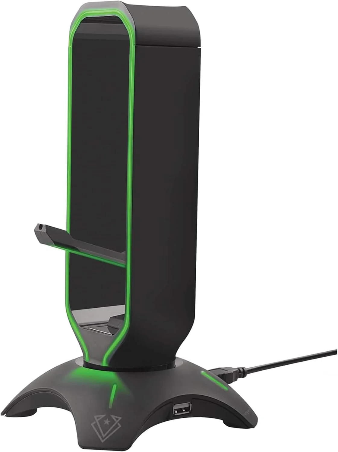 نگهدارنده چند منظوره ماوس Vertux با پایه هدفون و هاب USB | چراغ های LED | [2 سال گارانتی] 2 پورت USB با دکمه کنترل لمسی | ایستگاه بازی 3 در 1 با شارژر USB - مشکی