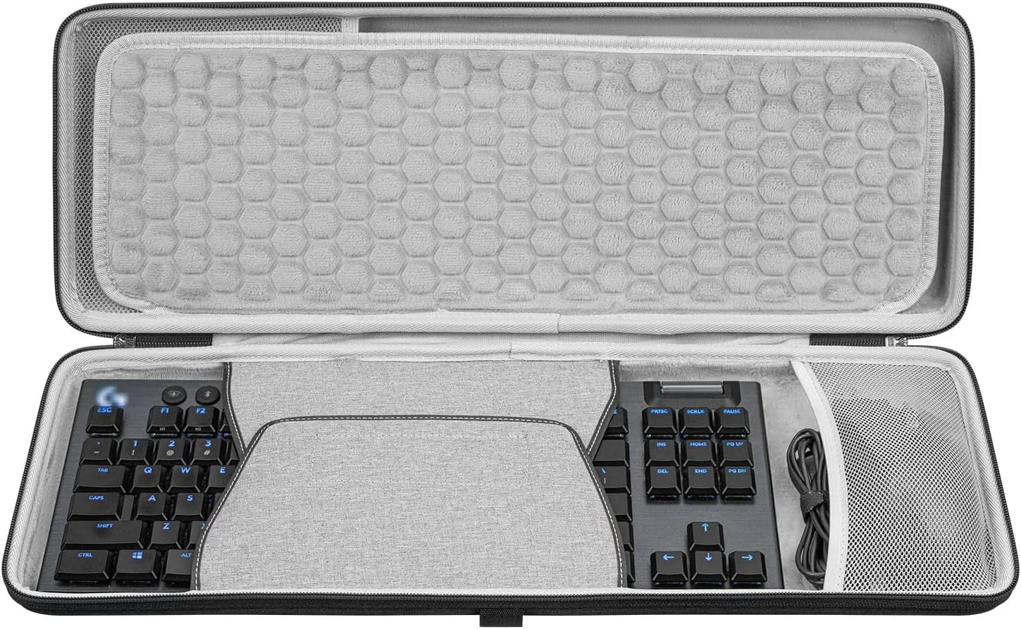 کیف حمل کیبورد و ماوس Geekria TKL، کیف حمل سخت برای کیبوردهای مکانیکی گیمینگ 80% کامپکت 87 کلیدی، سازگار با Logitech G915 TKL+G502 Mouse (خاکستری تیره)