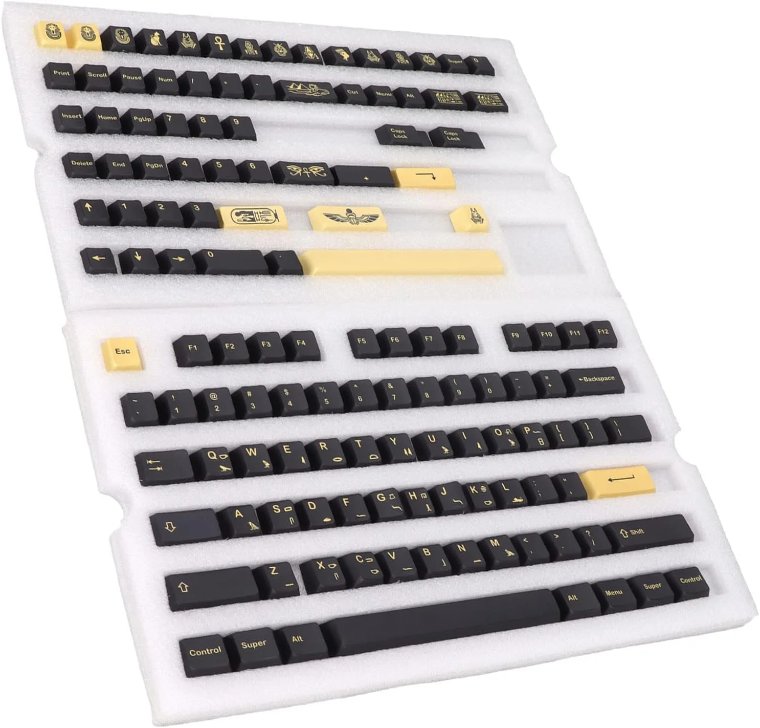 ست کلاهک های کلید PBT گیمینگ، 132 عدد کلاهک کلید تزئینی DIY، ارتفاع گیلاس بدون حروف، تم فرعون مصری، برای صفحه کلید مکانیکی