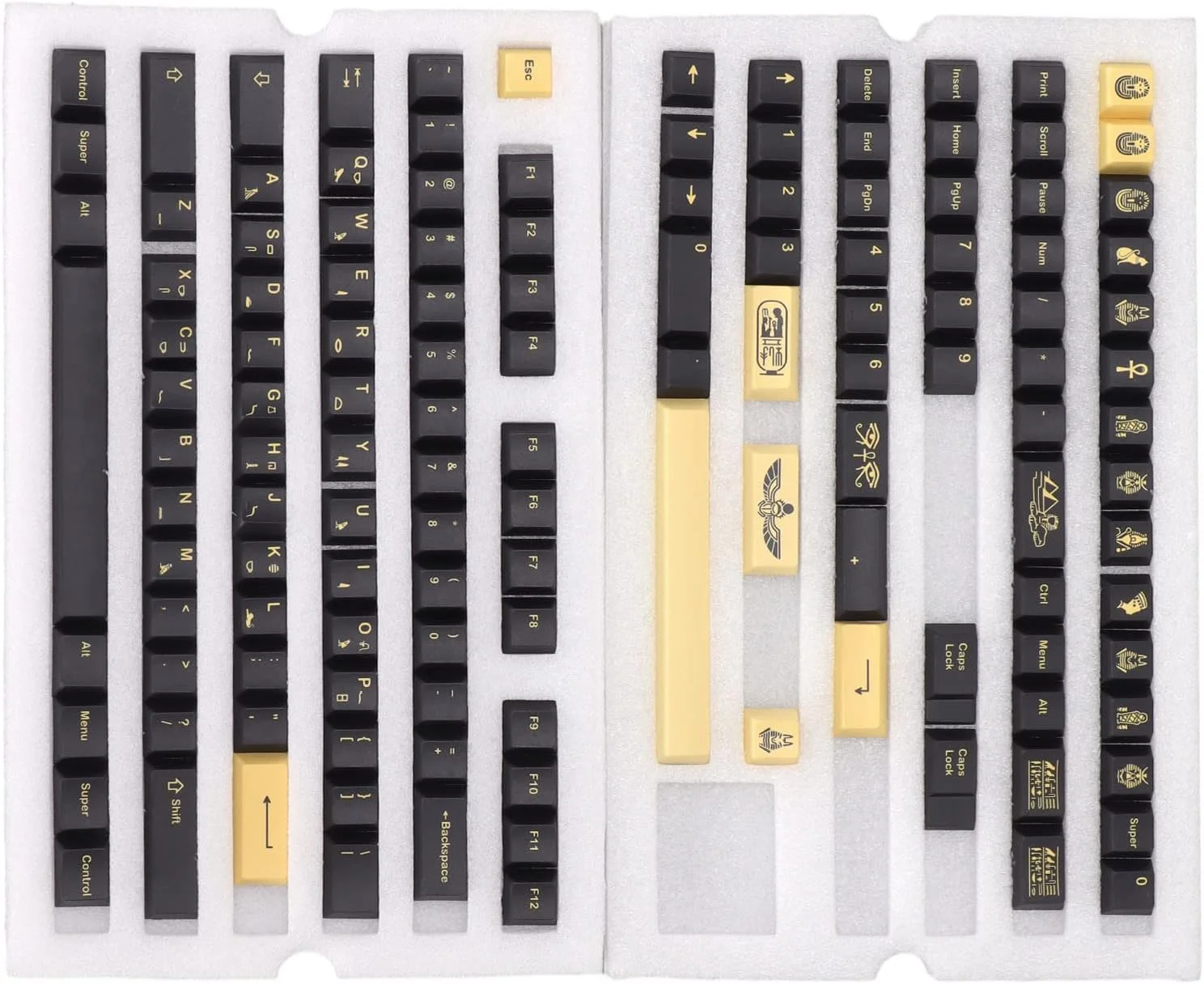 ست کلاهک های کلید PBT گیمینگ، 132 عدد کلاهک کلید تزئینی DIY، ارتفاع گیلاس بدون حروف، تم فرعون مصری، برای صفحه کلید مکانیکی