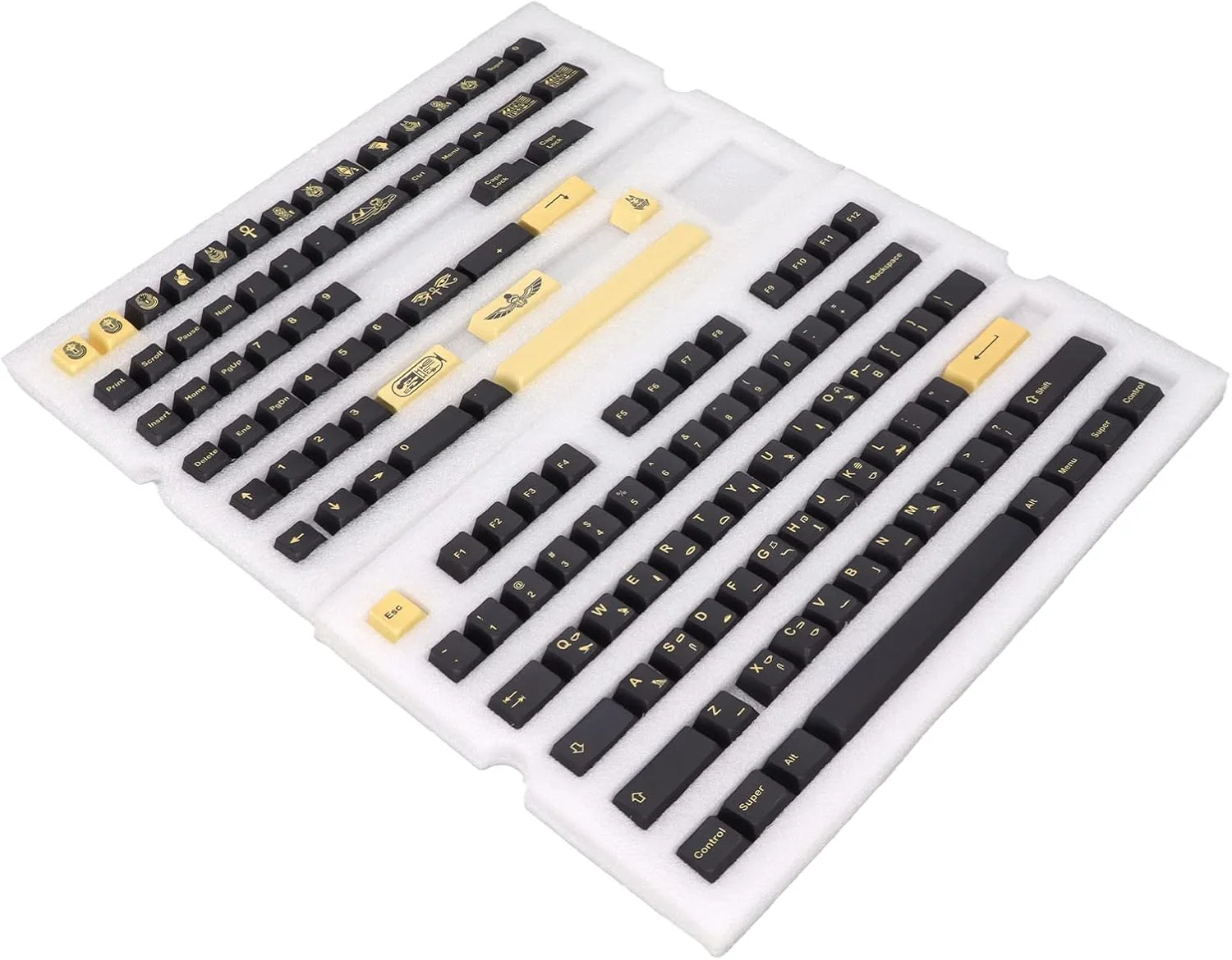 ست کلاهک های کلید PBT گیمینگ، 132 عدد کلاهک کلید تزئینی DIY، ارتفاع گیلاس بدون حروف، تم فرعون مصری، برای صفحه کلید مکانیکی