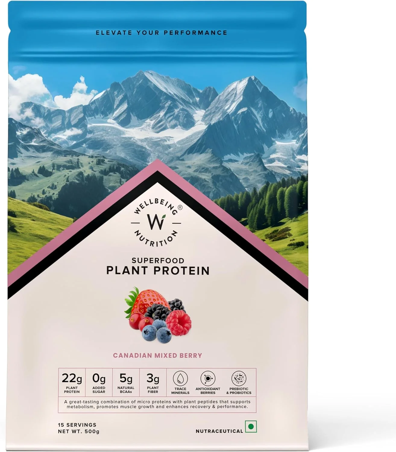 پودر پروتئین ایزوله گیاهی وگان ارگانیک Wellbeing Nutrition | 22 گرم پروتئین، 5 گرم BCAA