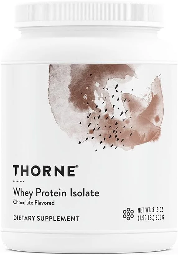 پروتئین وی ایزوله THORNE - 21 گرم پودر پروتئین وی با قابلیت هضم آسان و فراهمی زیستی بالا برای حمایت از حجم و ترمیم عضلات (30 سروینگ (بسته 1 عددی)، شکلاتی)